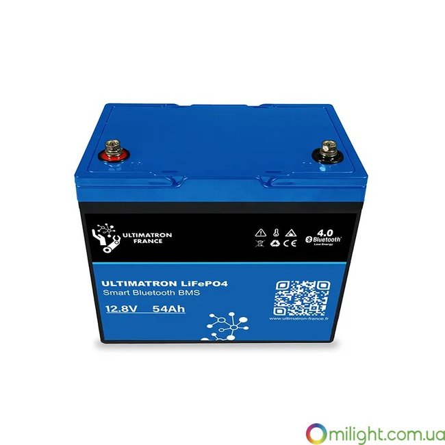 Литиевая батарея Ultimatron 12.8V 54Ah LiFePO4 Smart BMS з Bluetooth UBL-12-54 фото